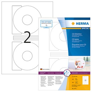 200 HERMA CD-Etiketten 4471 weiß von Herma