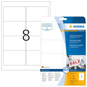 200 HERMA Etiketten 4350 weiß 96,0 x 63,5 mm von Herma