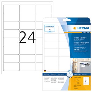240 HERMA Folien-Kraftklebe-Etiketten 9532 weiß 63,5 x 33,9 mm von Herma