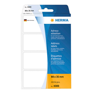 250 HERMA Adressetiketten 4300 weiß 88,0 x 35,0 mm von Herma