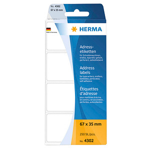 250 HERMA Adressetiketten 4302 weiß 67,0 x 35,0 mm von Herma