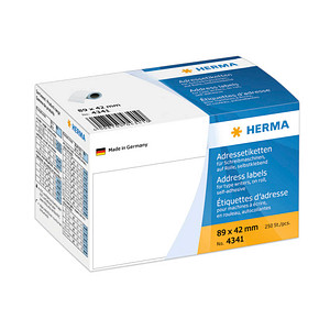 250 HERMA Adressetiketten 4341 weiß 89,0 x 42,0 mm von Herma