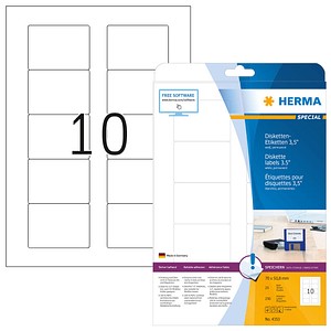250 HERMA Disketten-Etiketten 4353 weiß von Herma