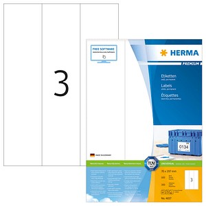 300 HERMA Etiketten 4657 weiß 70,0 x 297,0 mm von Herma