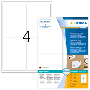 400 HERMA Adressetiketten 10313 weiß 99,1 x 139,0 mm 400 HERMA Adressetiketten 10313 weiß 99,1 x 139,0 mm von Herma