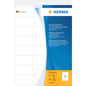 480 HERMA Adressetiketten 4443 weiß 70,0 x 36,0 mm von Herma