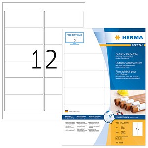 480 HERMA Folien-Kraftklebe-Etiketten 9538 weiß 99,1 x 42,3 mm von Herma