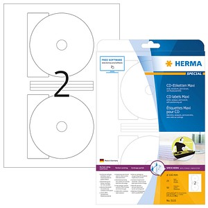 50 HERMA CD-Etiketten 5115 weiß von Herma