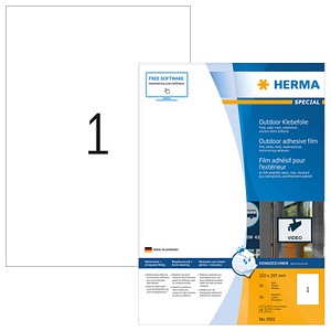 50 HERMA Folien-Kraftklebe-Etiketten 9501 weiß 210,0 x 297,0 mm von Herma