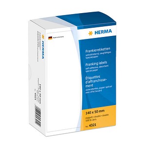 500 HERMA Frankieretiketten 4321 weiß 140,0 x 50,0 mm 500 HERMA Frankieretiketten 4321 weiß 140,0 x 50,0 mm von Herma