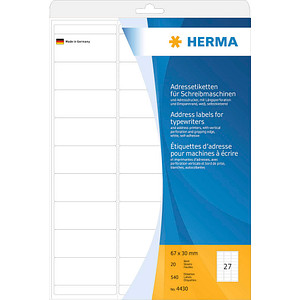 540 HERMA Adressetiketten 4430 weiß 67,0 x 30,0 mm von Herma