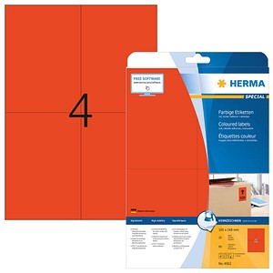 80 HERMA Etiketten 4562 rot 105,0 x 148,0 mm von Herma