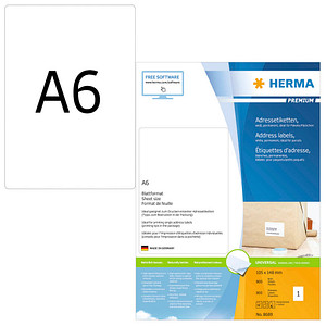 800 HERMA Adressetiketten 8689 weiß 105,0 x 148,0 mm 800 HERMA Adressetiketten 8689 weiß 105,0 x 148,0 mm von Herma