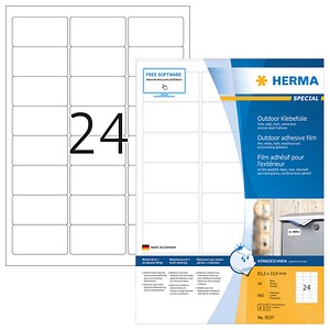 960 HERMA Folien-Kraftklebe-Etiketten 9537 weiß 63,5 x 33,9 mm von Herma