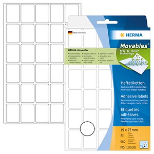 960 HERMA Movables Etiketten 10608 weiß 19,0 x 27,0 mm von Herma