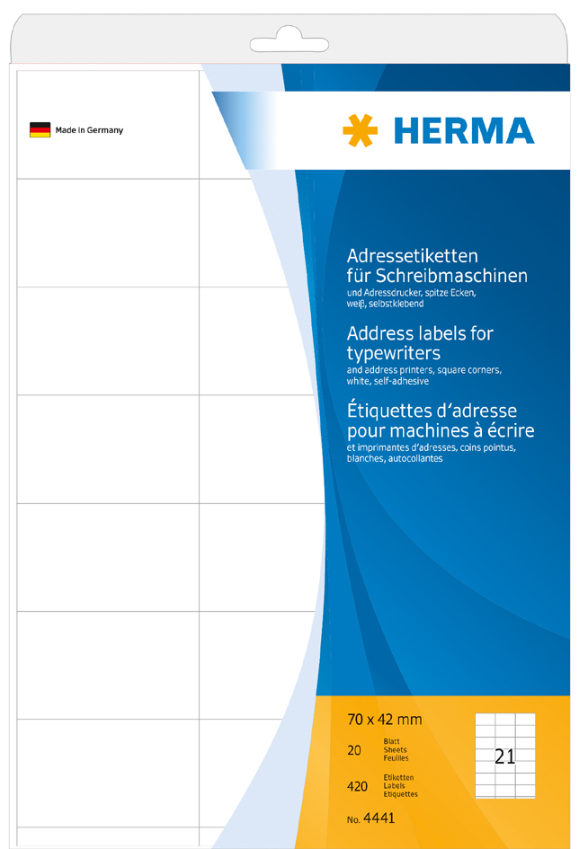 HERMA Adress-Etiketten, 38,1 x 21,2 mm, weiß von Herma