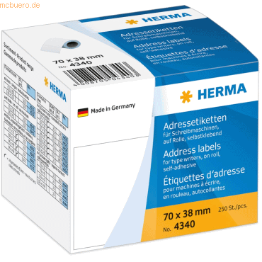 HERMA Adress-Etiketten 70x38mm auf Rolle VE=250 Stück von Herma