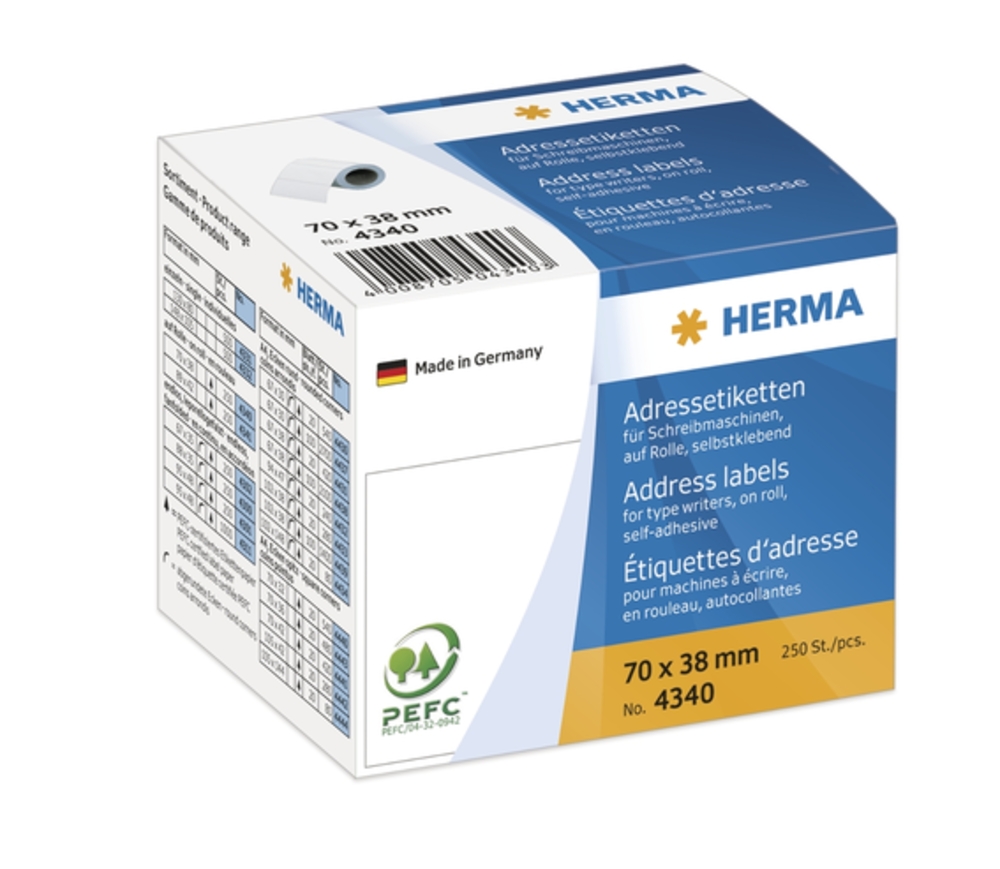 HERMA Adressetik. auf Rollen weiß 70x38 mm Papier 250 St. HERMA Adressetik. auf Rollen weiß 70x38 mm Papier 250 St. von Herma
