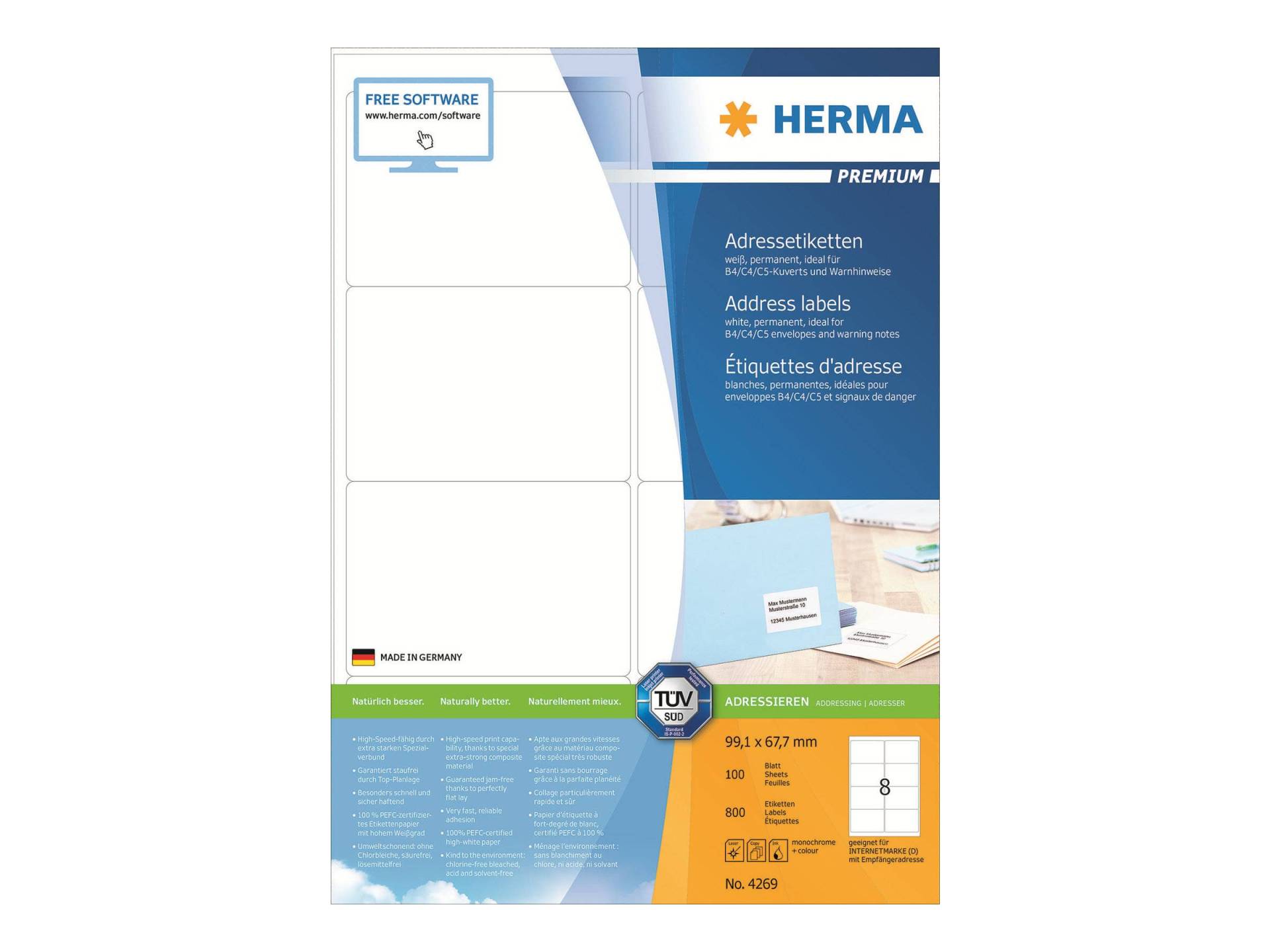 HERMA Adressetiketten A4 weiß 99,1x67,7 mm Papier 800 St. HERMA Adressetiketten A4 weiß 99,1x67,7 mm Papier 800 St. von Herma