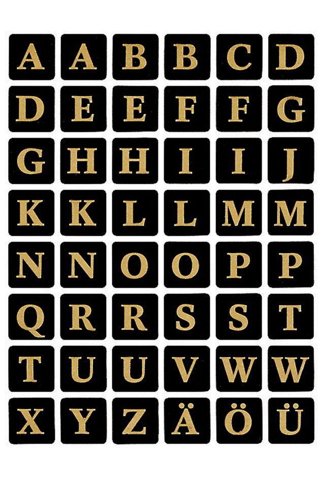 HERMA Buchstaben-Sticker A-Z, Folie geprägt, schwarz/gold von Herma