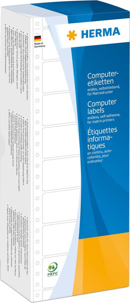 HERMA Computer labels - Leporellogefaltete, perforierte, permanent selbstklebende, matte Endlospapieretiketten - weiß - 88,9 x 23 mm - 6000 Etikett(en) (8210) von Herma