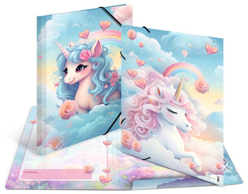 HERMA Eckspannermappe , Happy Unicorns, , Karton, DIN A3 von Herma