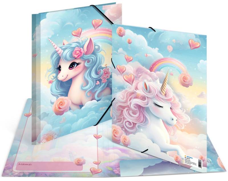 HERMA Eckspannermappe , Happy Unicorns, , Karton, DIN A4 von Herma