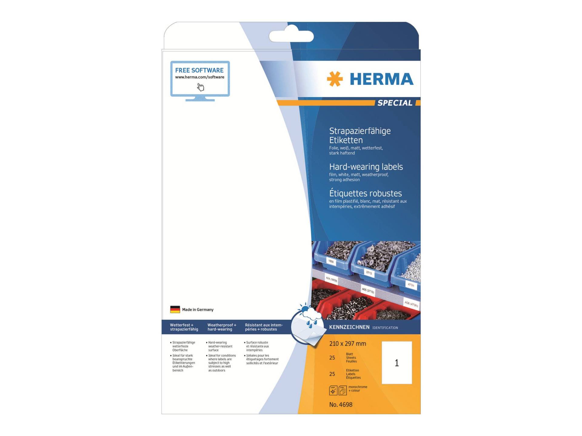 HERMA Etik. strapazierf. A4 weiß 210x297 mm Folie 25 St. HERMA Etik. strapazierf. A4 weiß 210x297 mm Folie 25 St. von Herma