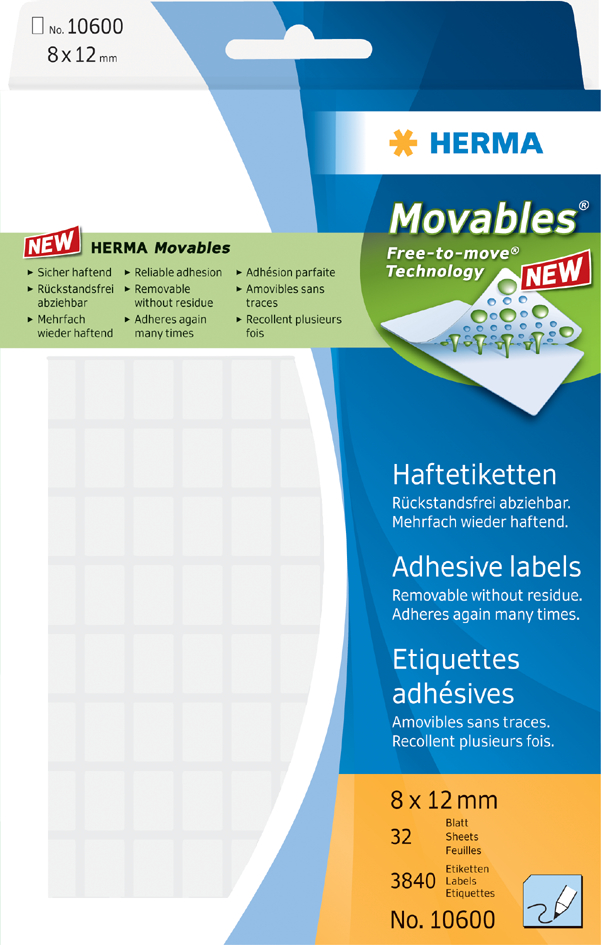 HERMA Etiketten , Movables,  34 x 67 mm, zur Handbeschriftung von Herma