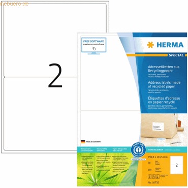 HERMA Etiketten 199,6x143,5mm naturweiß RC A4 VE=80 Blatt von Herma