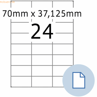 HERMA Etiketten A4 Papier weiß 70x37,1mm 500 Blatt/12000 Etiketten HERMA Etiketten A4 Papier weiß 70x37,1mm 500 Blatt/12000 Etiketten von Herma