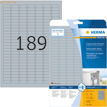 HERMA Etiketten Folie Typenschild silber 25x10mm Special A4 LaserCopy HERMA Etiketten Folie Typenschild silber 25x10mm Special A4 LaserCopy von Herma
