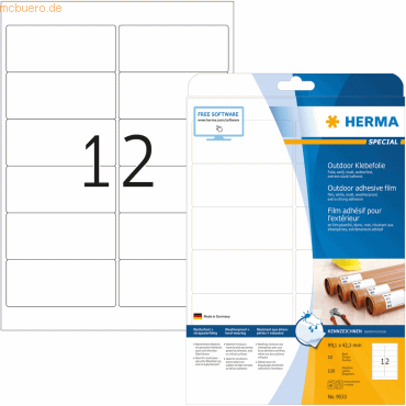 HERMA Etiketten Outdoor Klebefolie weiß 99,1x42,3mm Special A4 VE=120 HERMA Etiketten Outdoor Klebefolie weiß 99,1x42,3mm Special A4 VE=120 von Herma