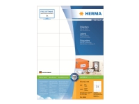 HERMA Etiketten Premium A4 70x42.3 mm weiß Papier matt 2100 St., Weiß, Selbstklebendes Druckeretikett, A4, Papier, Laser/Inkjet, Dauerhaft von Herma