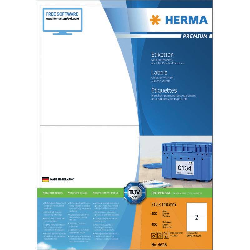 HERMA Etiketten Premium A4 weiß 210x148 mm Papier 400 St. HERMA Etiketten Premium A4 weiß 210x148 mm Papier 400 St. von Herma