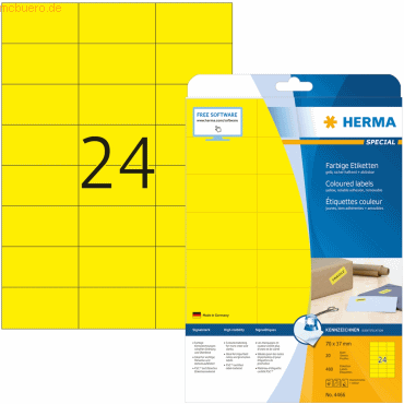 HERMA Etiketten gelb 70x37mm Special A4 VE=480 Stück von Herma