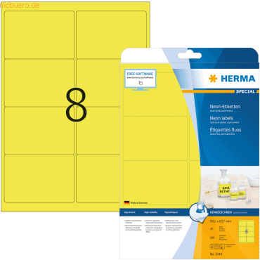 HERMA Etiketten neon-gelb 99,1x67,7mm Special A4 LaserCopy 160 Stück von Herma