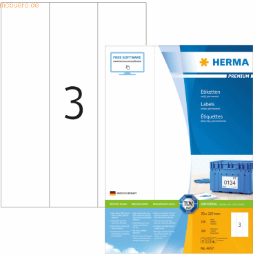 HERMA Etiketten weiß 70x297mm Premium A4 VE=300 Stück von Herma