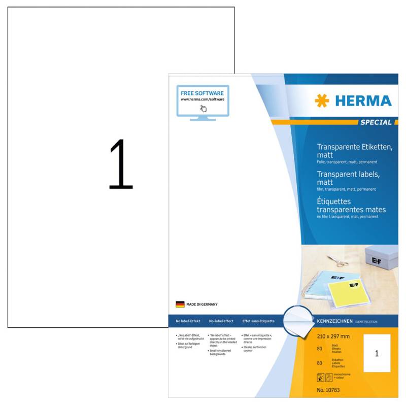 HERMA Folien-Etiketten SPECIAL, 97 x 42,3 mm, transparent von Herma