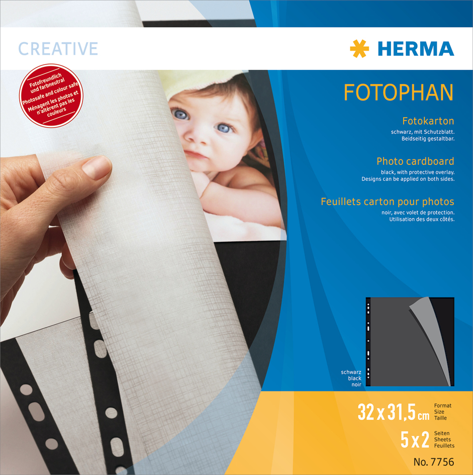 HERMA Fotokarton, 230 x 297 mm, 230 g/qm, schwarz von Herma