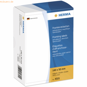 HERMA Frankier-Etiketten 140x50mm doppelt VE=500 Stück HERMA Frankier-Etiketten 140x50mm doppelt VE=500 Stück von Herma