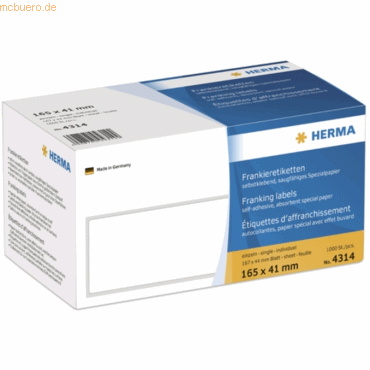 HERMA Frankier-Etiketten 165x41mm einzeln mit Abziehlasche VE=1000 Stü von Herma