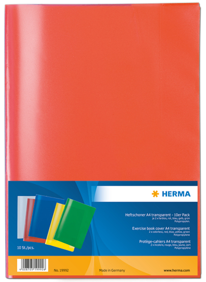 HERMA Heftschoner, DIN A5, aus PP, transparent-rot von Herma