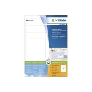HERMA Premium - Permanent selbstklebende, matte laminierte Adressetiketten aus Papier - weiß - 99,1 x 33,8 mm - 1600 Etikett(en) (100 Bogen x 16) (4267) von Herma