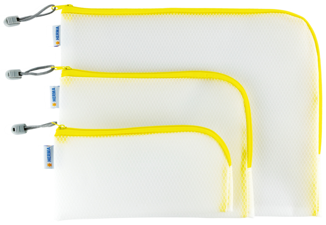 HERMA Reißverschlusstasche , Mesh Bags, , 230 x 110 mm, gelb von Herma