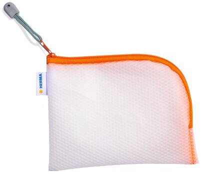 HERMA Reißverschlusstasche , Mesh Bags, , DIN A6, orange von Herma