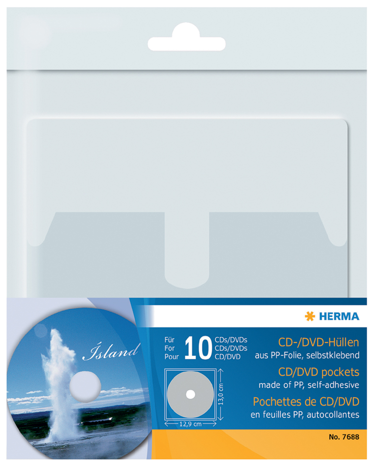 HERMA Selbstklebetasche für 1 CD/DVD, aus PP, transparent von Herma