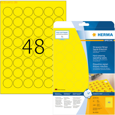 HERMA Signal-Etiketten 30 mm rund gelb stark haftend Folie matt wetter HERMA Signal-Etiketten 30 mm rund gelb stark haftend Folie matt wetter von Herma