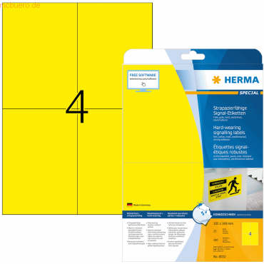 HERMA Signal-Schilder 105x148 mm gelb stark haftend Folie matt wetterf HERMA Signal-Schilder 105x148 mm gelb stark haftend Folie matt wetterf von Herma