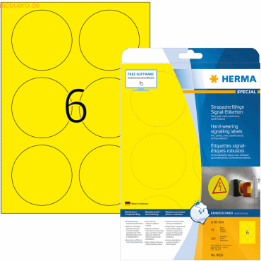 HERMA Signal-Schilder 85 mm rund gelb stark haftend Folie matt wetterf HERMA Signal-Schilder 85 mm rund gelb stark haftend Folie matt wetterf von Herma